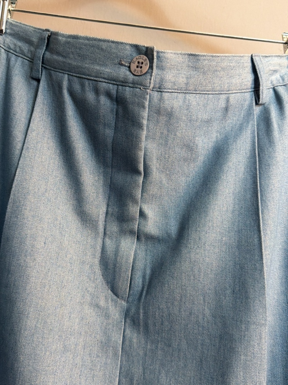 Vintage Blue Cotton Skirt Elastic Waist Pleated Maxi Prairie Coastal | M - Picture 3 of 6